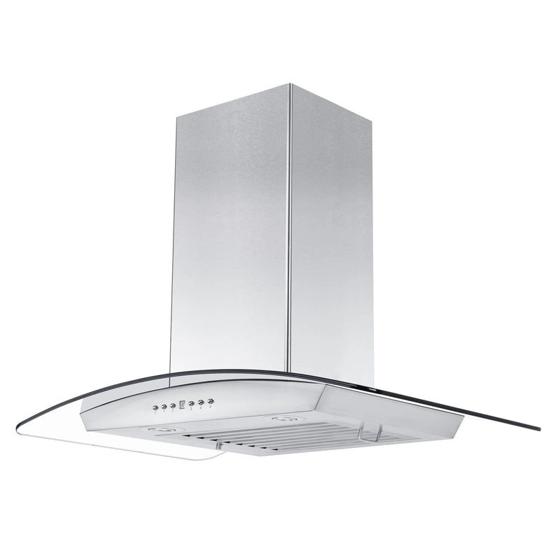 ZLINE Convertible Vent Wall Mount Range Hood in Stainless Steel & Glass with Crown Molding (KZCRN)