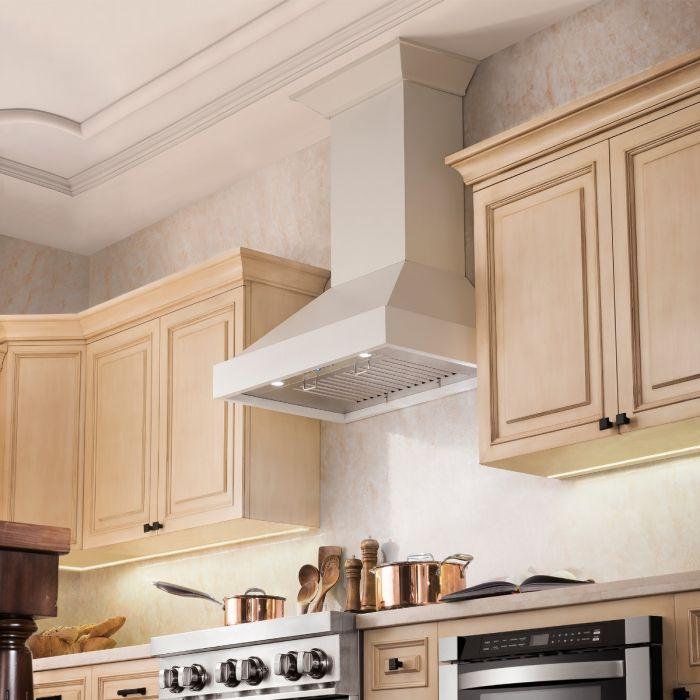 ZLINE 30" Ducted Wooden Wall Mount Range Hood in Cottage White
